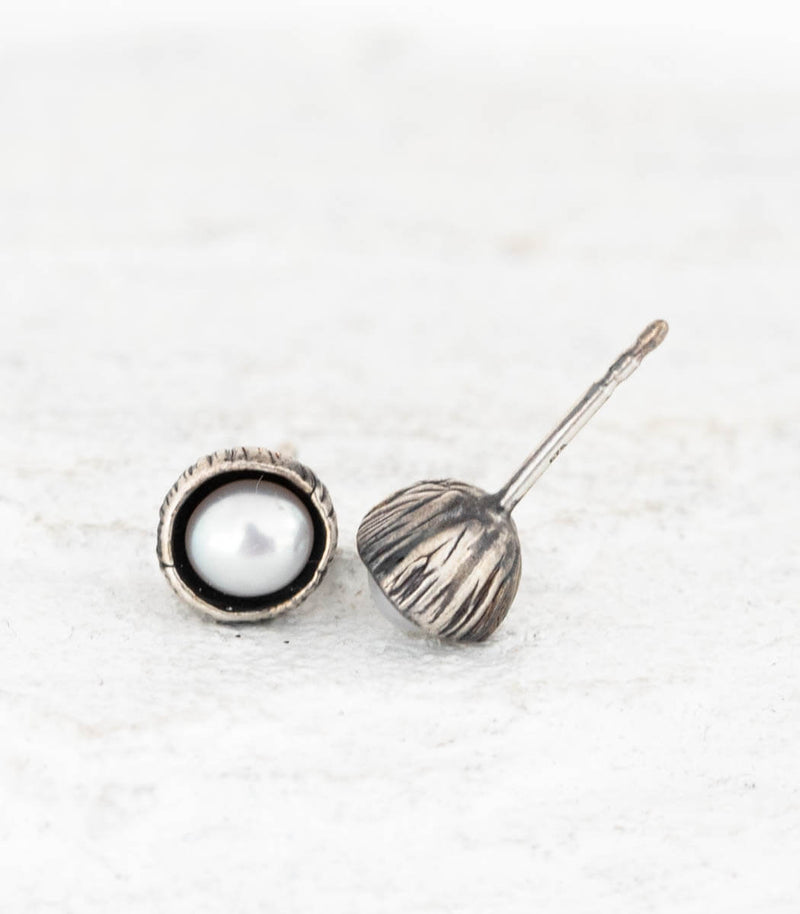 Silber Ohrstecker Blüte Perle