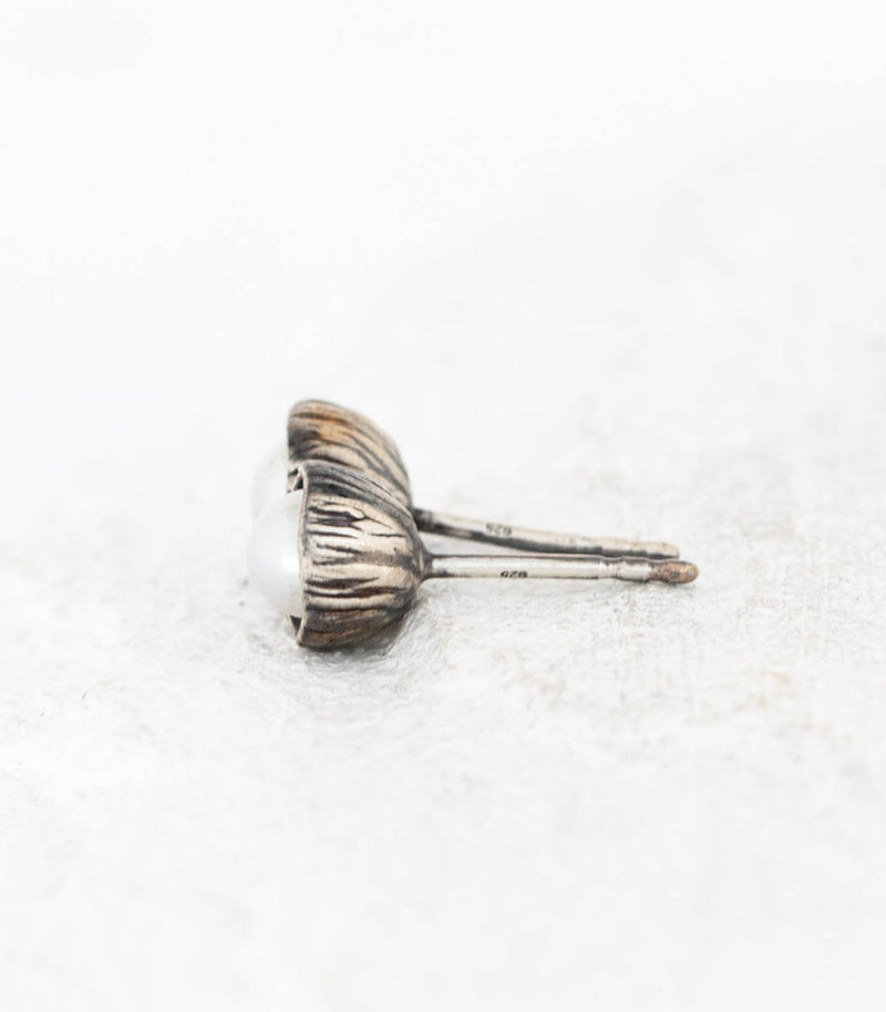 Silber Ohrstecker Blüte Perle