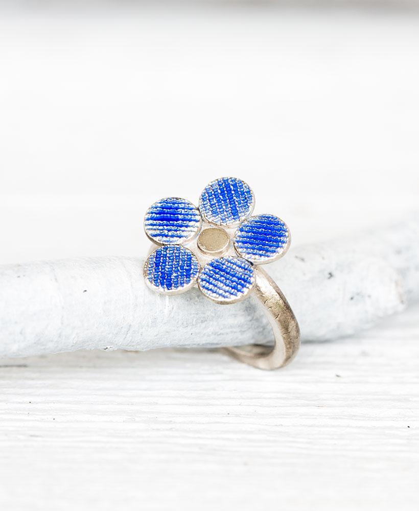 Silber Ring Blume Gr. 49