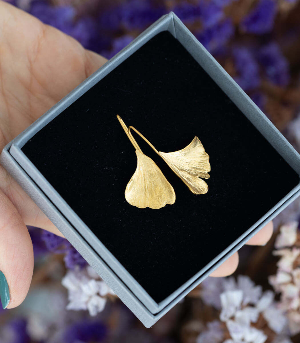 Ginkgoblatt Ohrhänger Gold