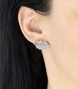 Silber Ohrstecker Himbeerblatt