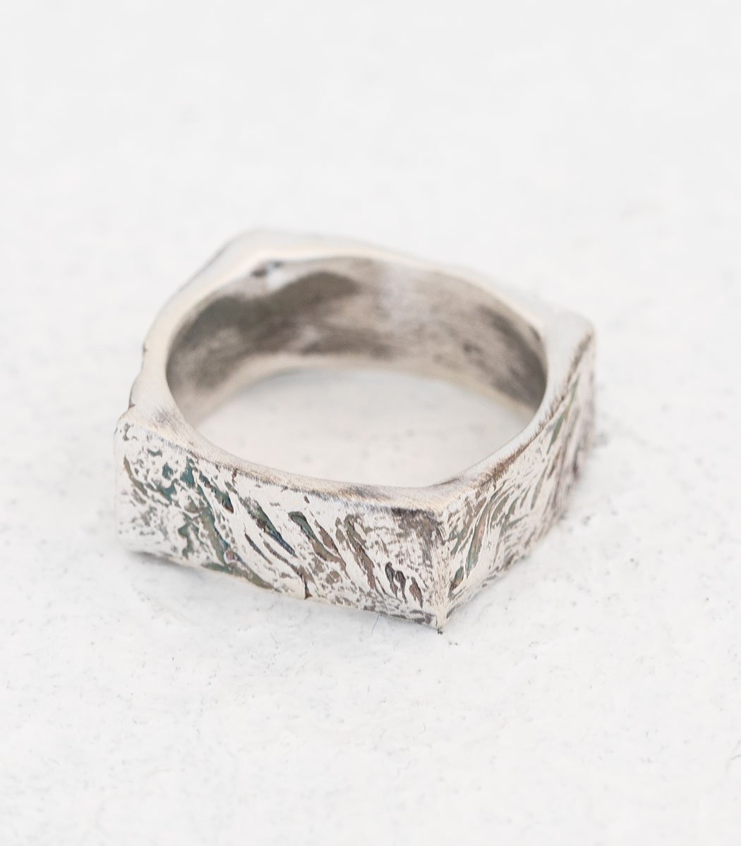 Silber Ring Steinstruktur schmal Gr. 51