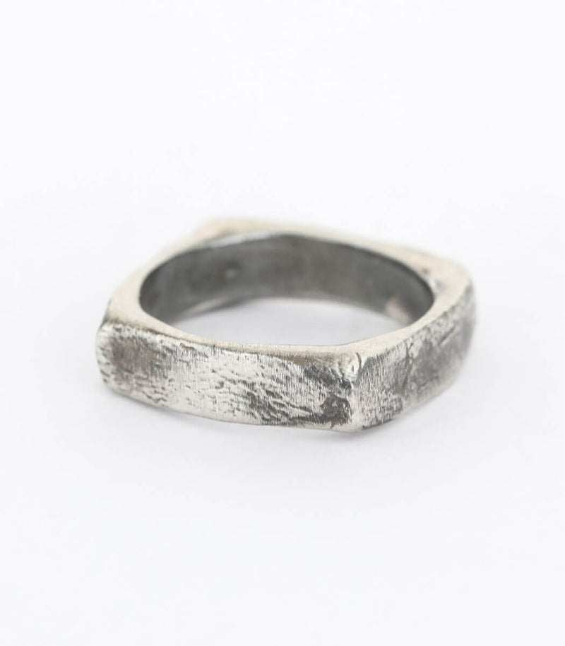 Silber Ring Steinstruktur schmal Gr. 55