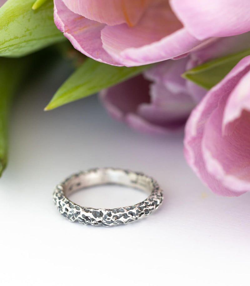 Silber Ring Korallenstruktur schmal Gr. 52