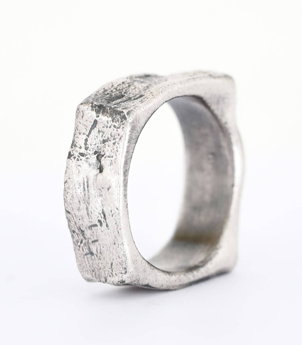 Silber Ring Steinstruktur schmal Gr. 54