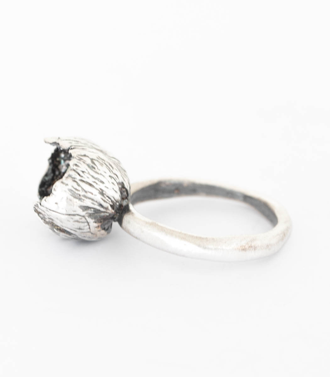 Silber Ring Blüte Perle Gr. 53
