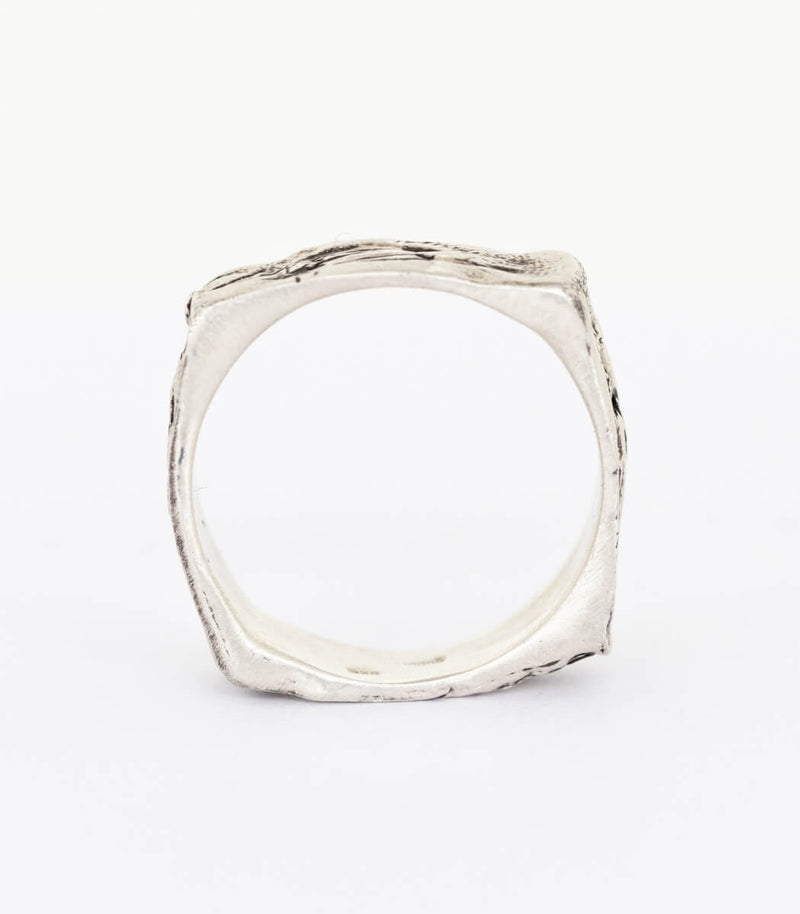 Silber Ring Steinstruktur schmal Gr. 61