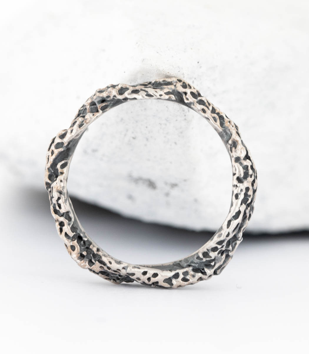 Silber Ring Korallenstruktur schmal Gr. 56