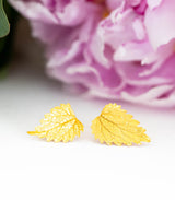 Gold Ohrstecker Brennnesselblatt