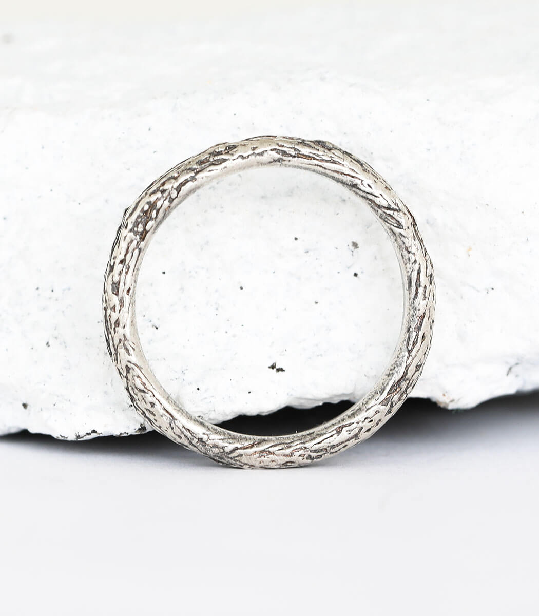 Ring Silber Baumrinde Gr.56