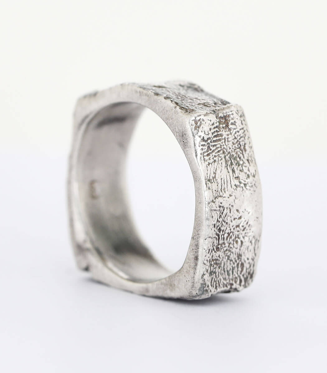 Silber Ring Steinstruktur schmal Gr. 52