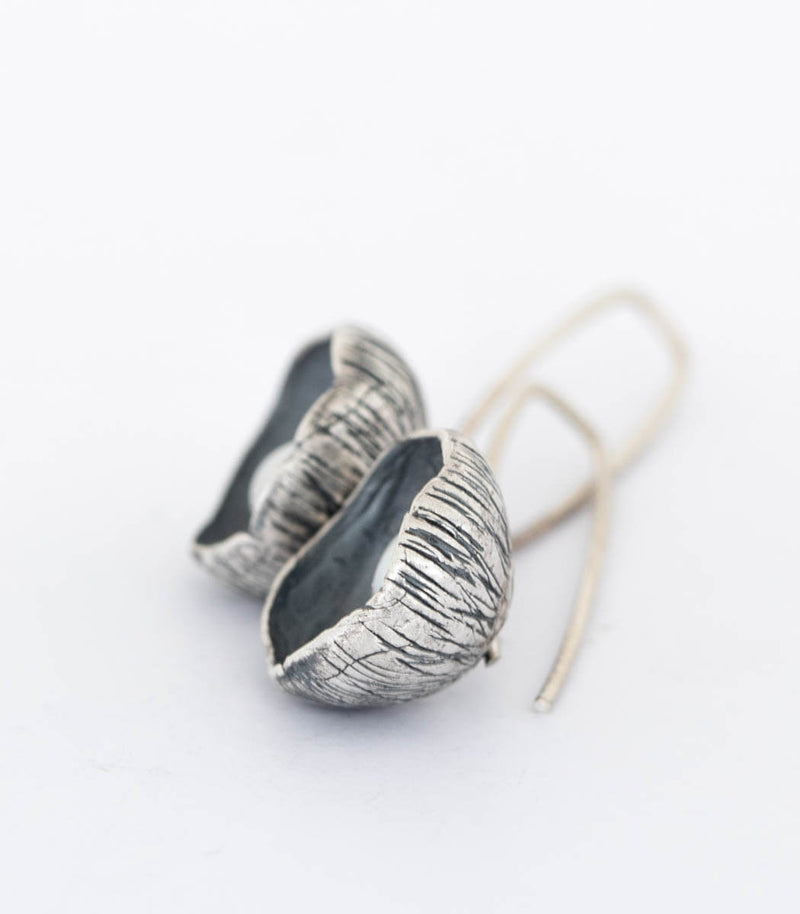 Silber Ohrhänger Blüte Perle