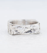 Silber Ring Steinstruktur schmal Gr. 57