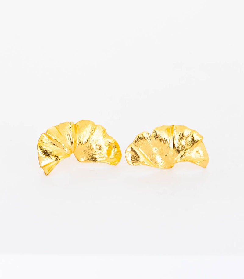 Gold Ohrstecker Ginkgoblatt