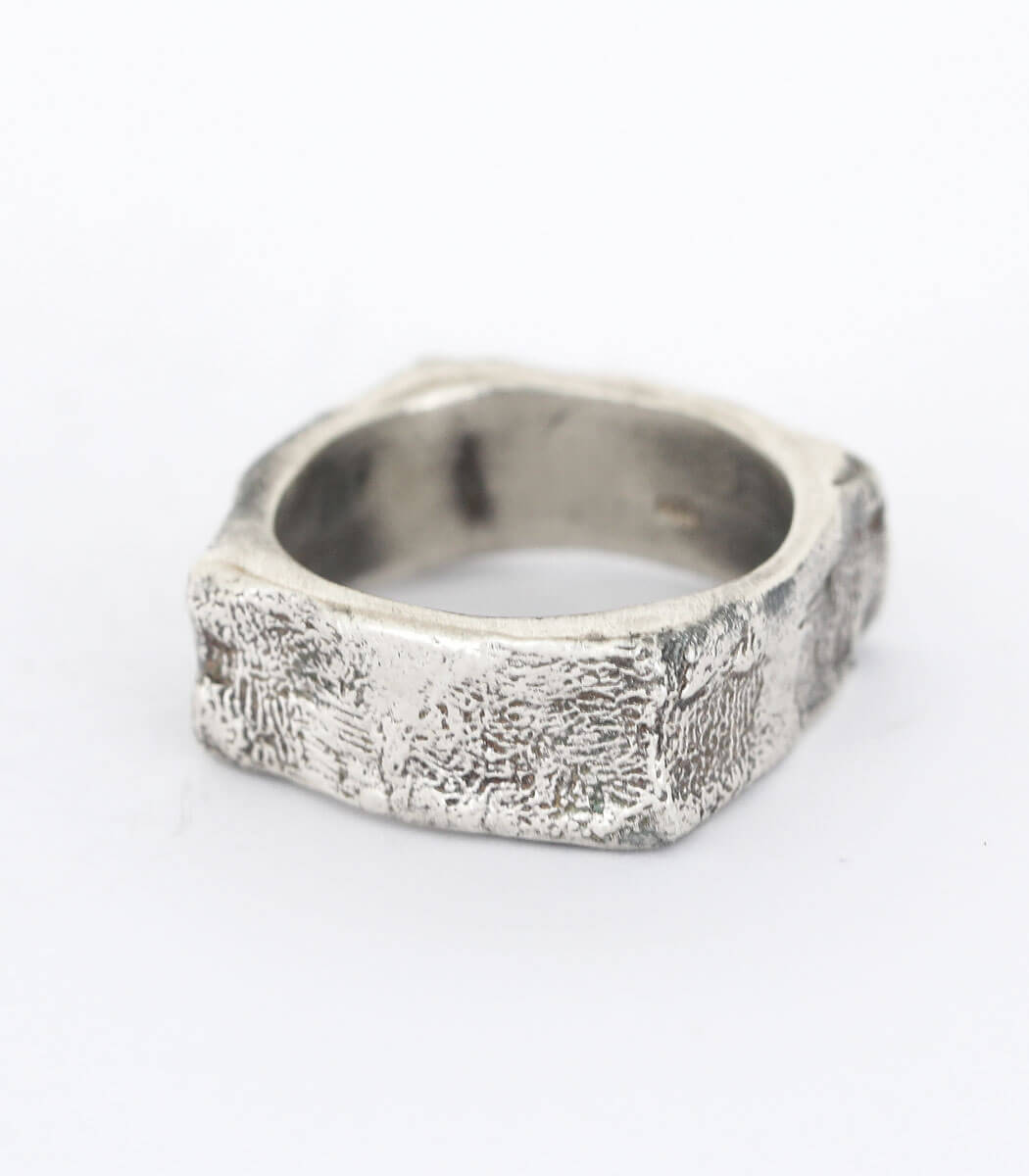 Silber Ring Steinstruktur schmal Gr. 52