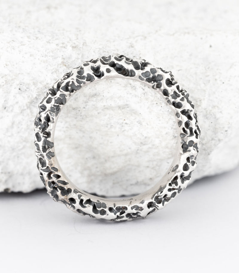 Silber Ring Korallenstruktur schmal Gr. 59