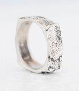 Silber Ring Steinstruktur schmal Gr. 57